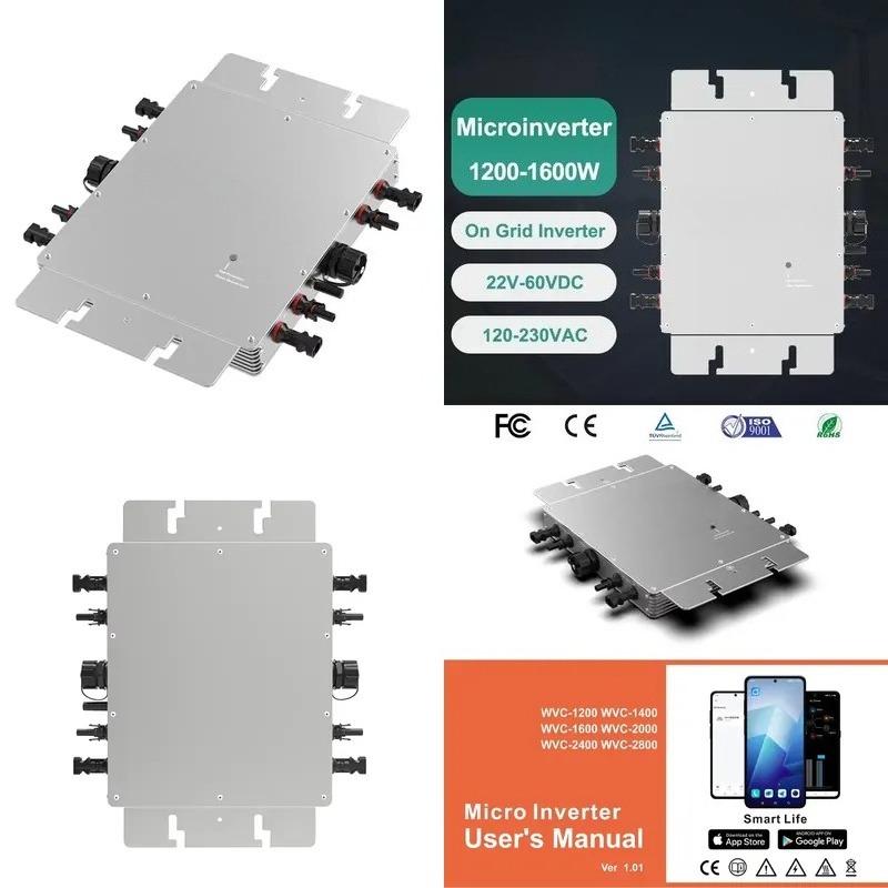 Micro Inverter 1400W Solar Grid Tie - Smart App WiFi Monitoring Microinverter 1600W