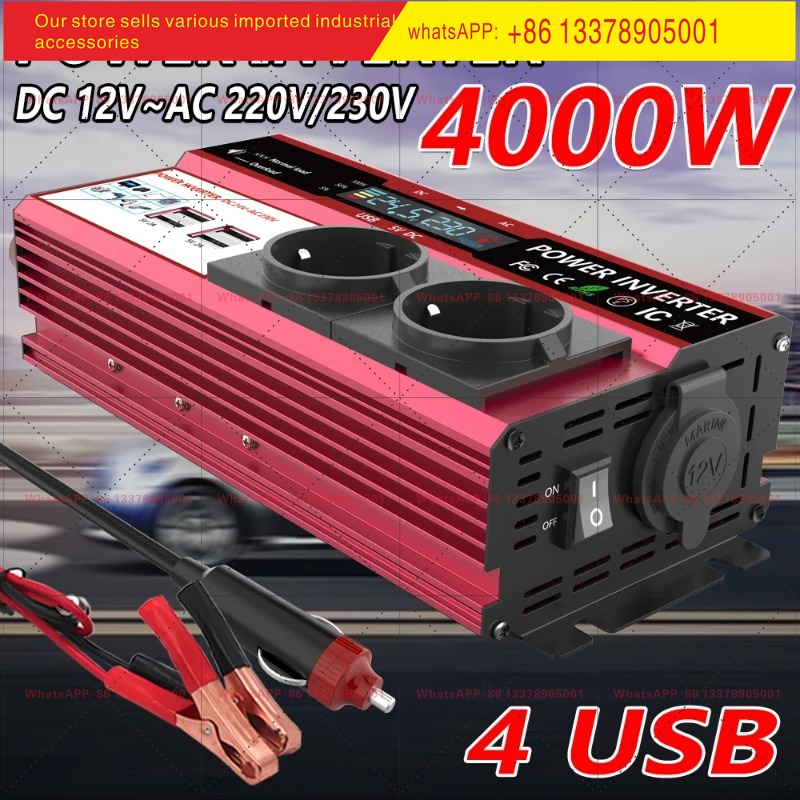 Power Inverter 12V 220V 4000W Continuous - 12V To 220V 4000W Peak Power