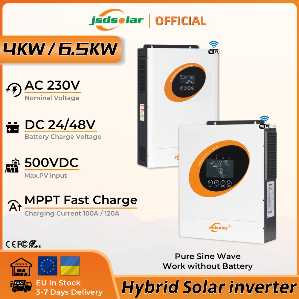 JSDSolar 4KW 6.5KW Hybrid Sola - Hybrid Solar Inverter 5.5Kw Mppt 48V ulasan dan harga